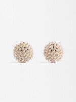 Pendientes Redondos Con Perlas dorado