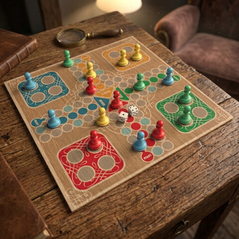 Ludo Clásico con Piezas de Plástico Black&Gold 30 x 30 cm U