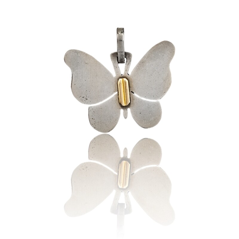 Dije Colgante Mariposa-Plata 925 y Oro-Sin Piedra-CP5095 sinpiedra