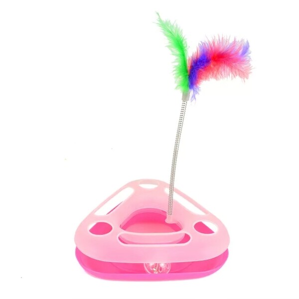 Juguete Para Gato Interactivo Pluma Con Movimiento Y Pelota Color Variante Rosa