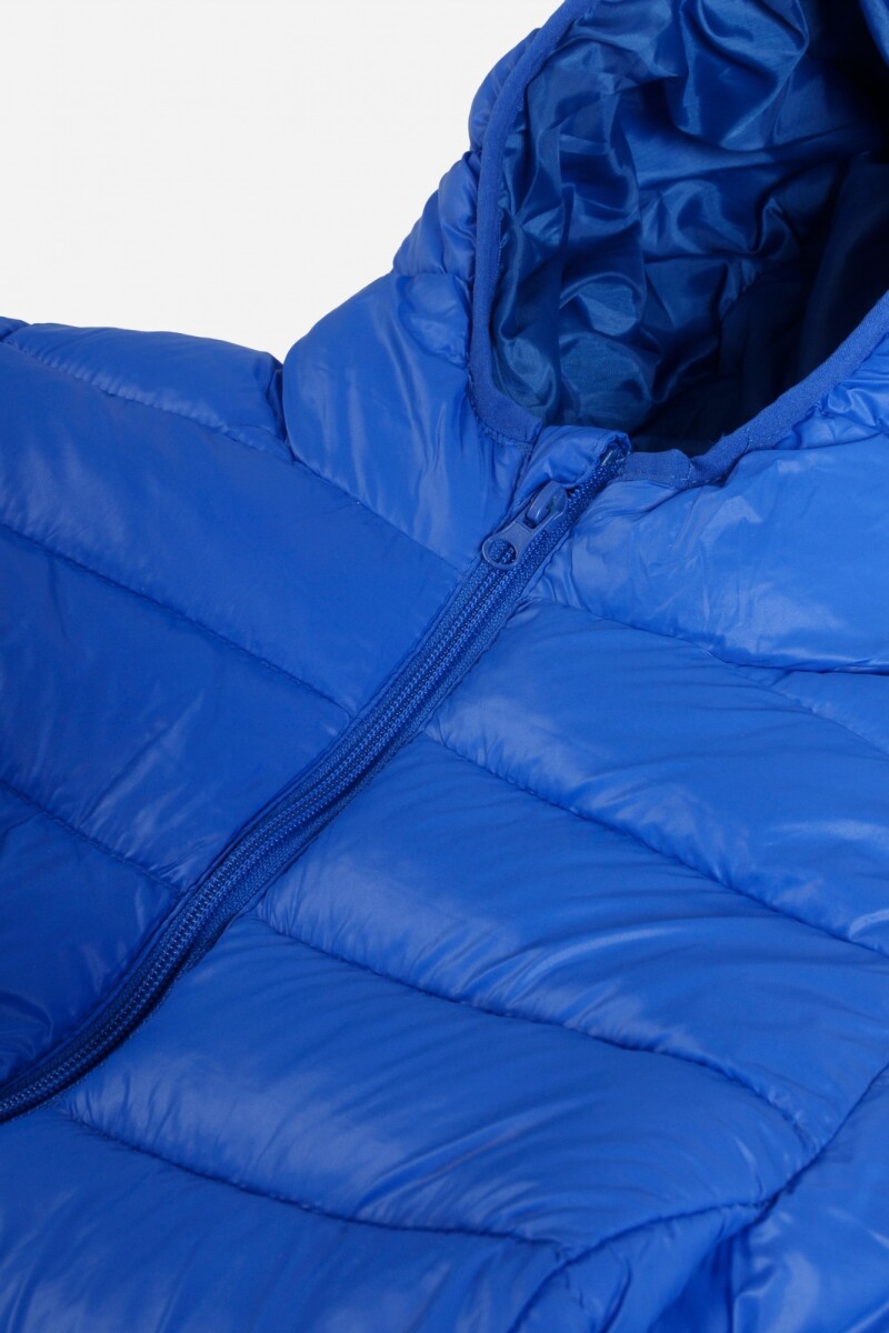 Campera puffer básica con capucha AZUL