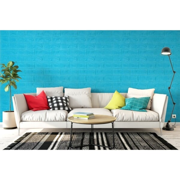 Revestimiento Pared Adhesivo Facil Colocacion Piedra X5 Uni Color Variante Celeste