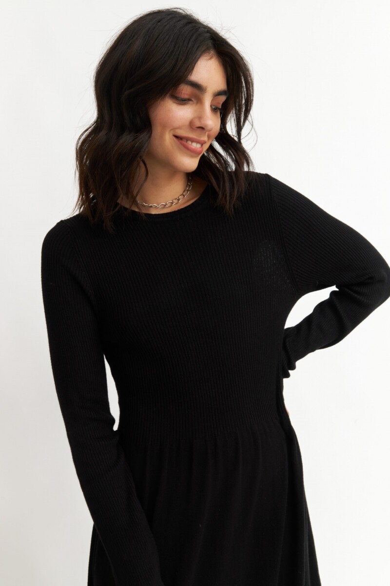 Vestido tejido manga larga NEGRO