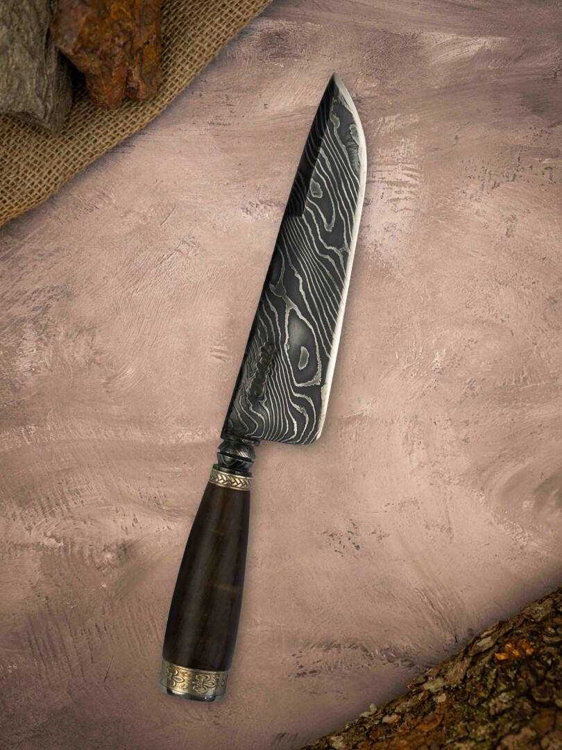 Cuchillo Torneado Simple - Acero de Damasco Cuchillo Torneado Simple - Acero de Damasco