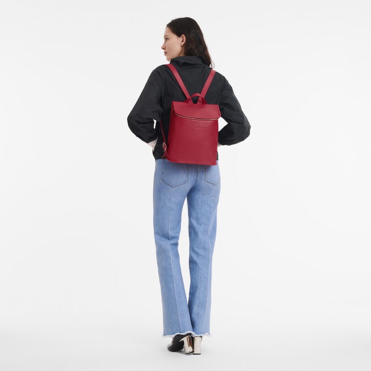 Longchamp -Mochila de cuero, Le foulonné - Rojo 