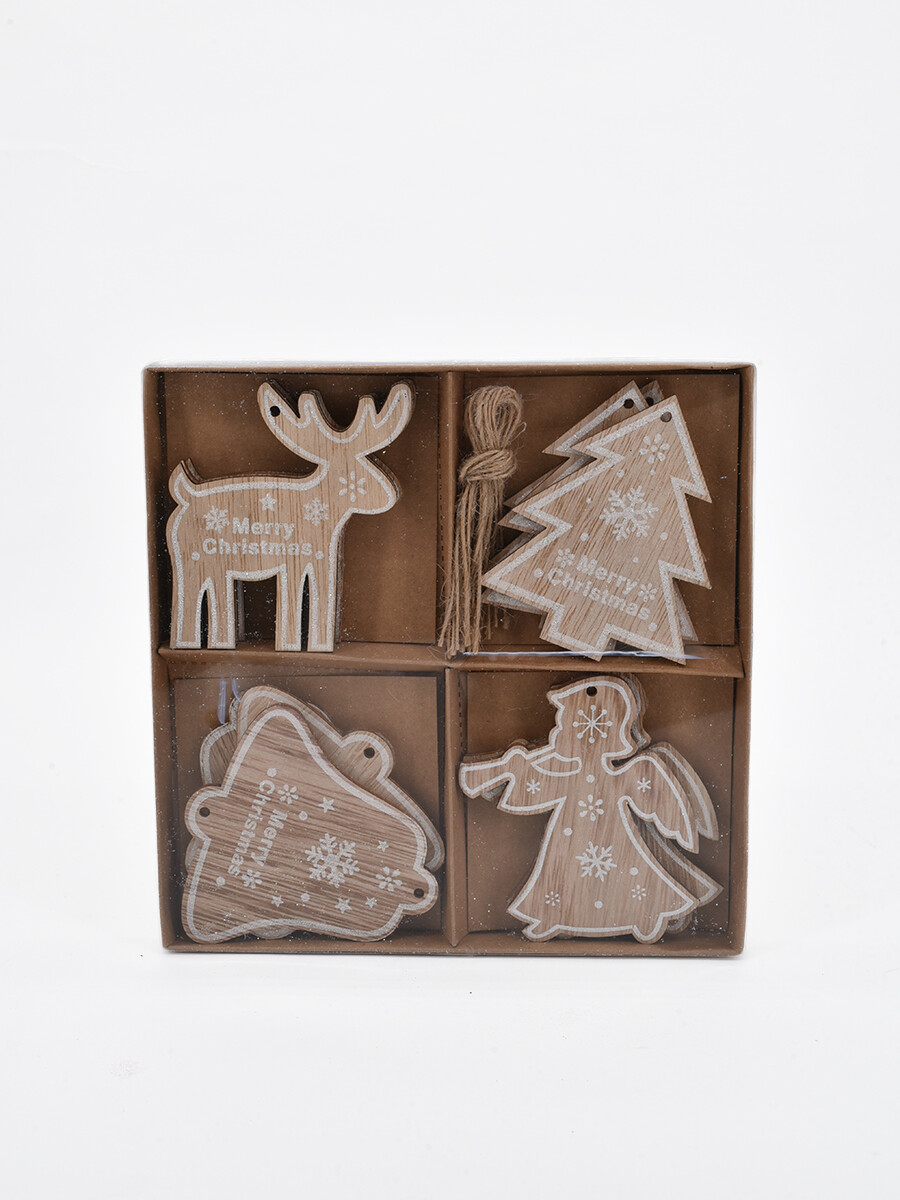 ADORNO COLGANTE MDF 12 PCS - BEIGE 