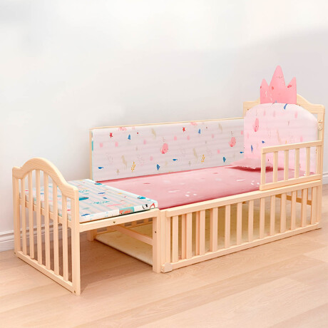 Cuna Bebé Multifunción 5 En 1 Madera Con Rueditas Rosa