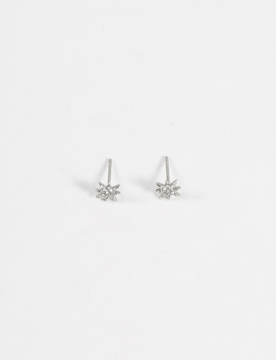 Caravanas pin estrella strass acero - plateado 