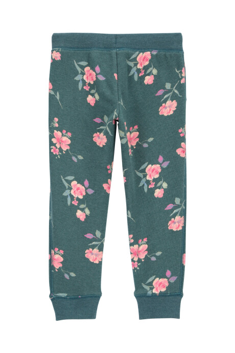 Pantalón deportivo de algodón, diseño floral Sin color