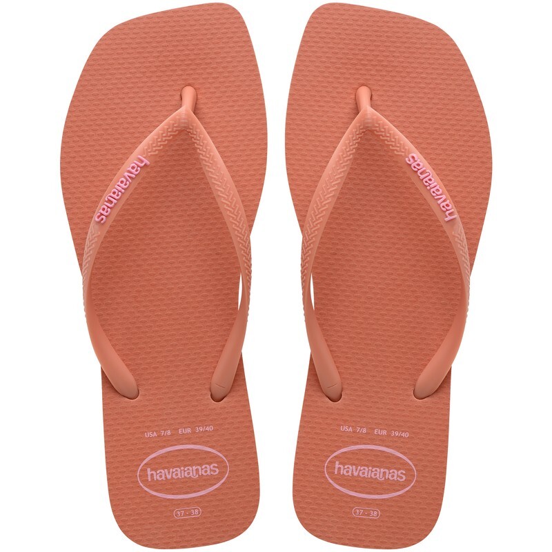 Ojotas Havaianas Slim Square Logo Pop Pp Rosado
