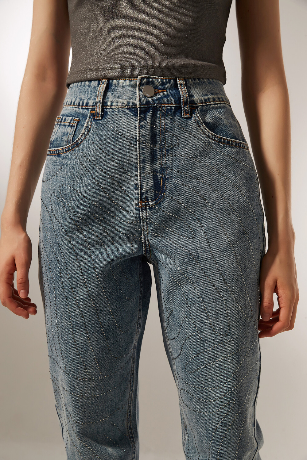Pantalon Gera Azul Grisaceo