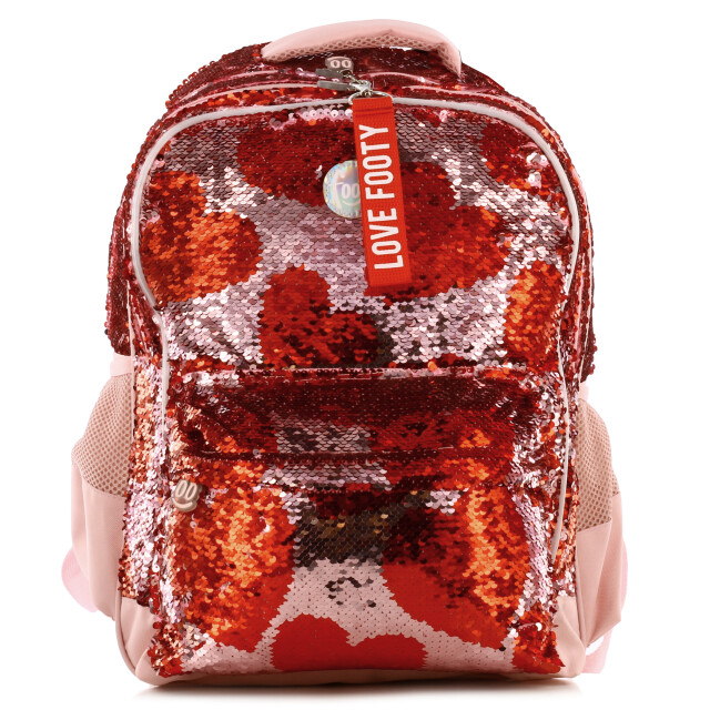 Mochila Footy Corazones Rosa - Rojo