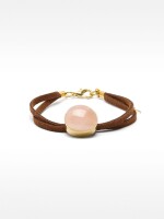Pulsera De Piel Con Piedra rosa