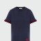 MONCLER - Remera de Algodón con Logo Azul
