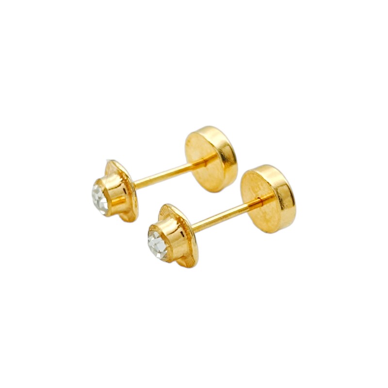 Abridores Zirconia blanca-Oro 18k-Piedra Zirconia-AB9504 conpiedra