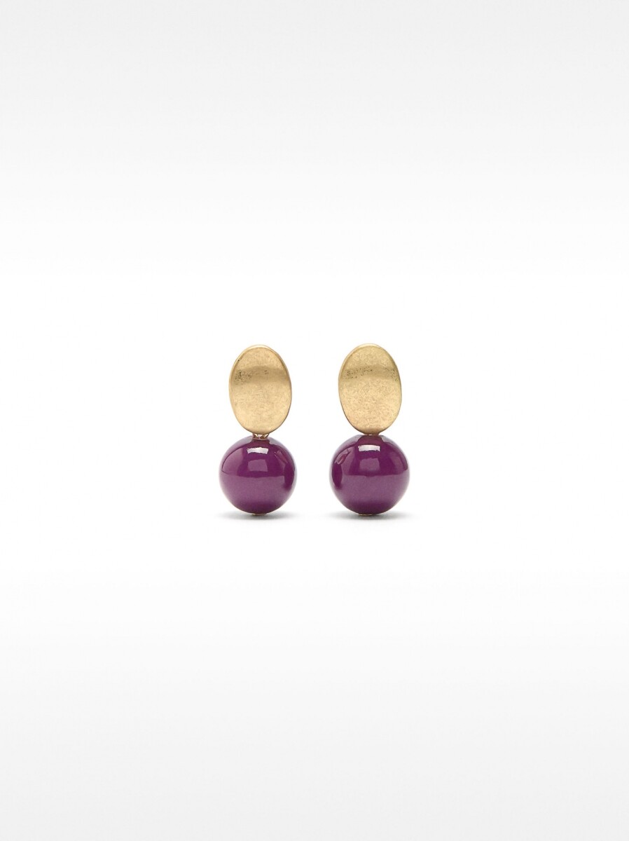 Pendientes Cortos Con Resina - violeta 