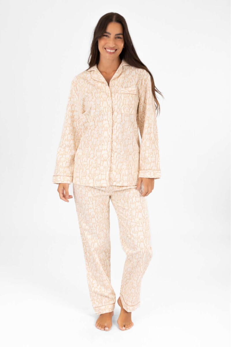 Pijama franela - Beige 