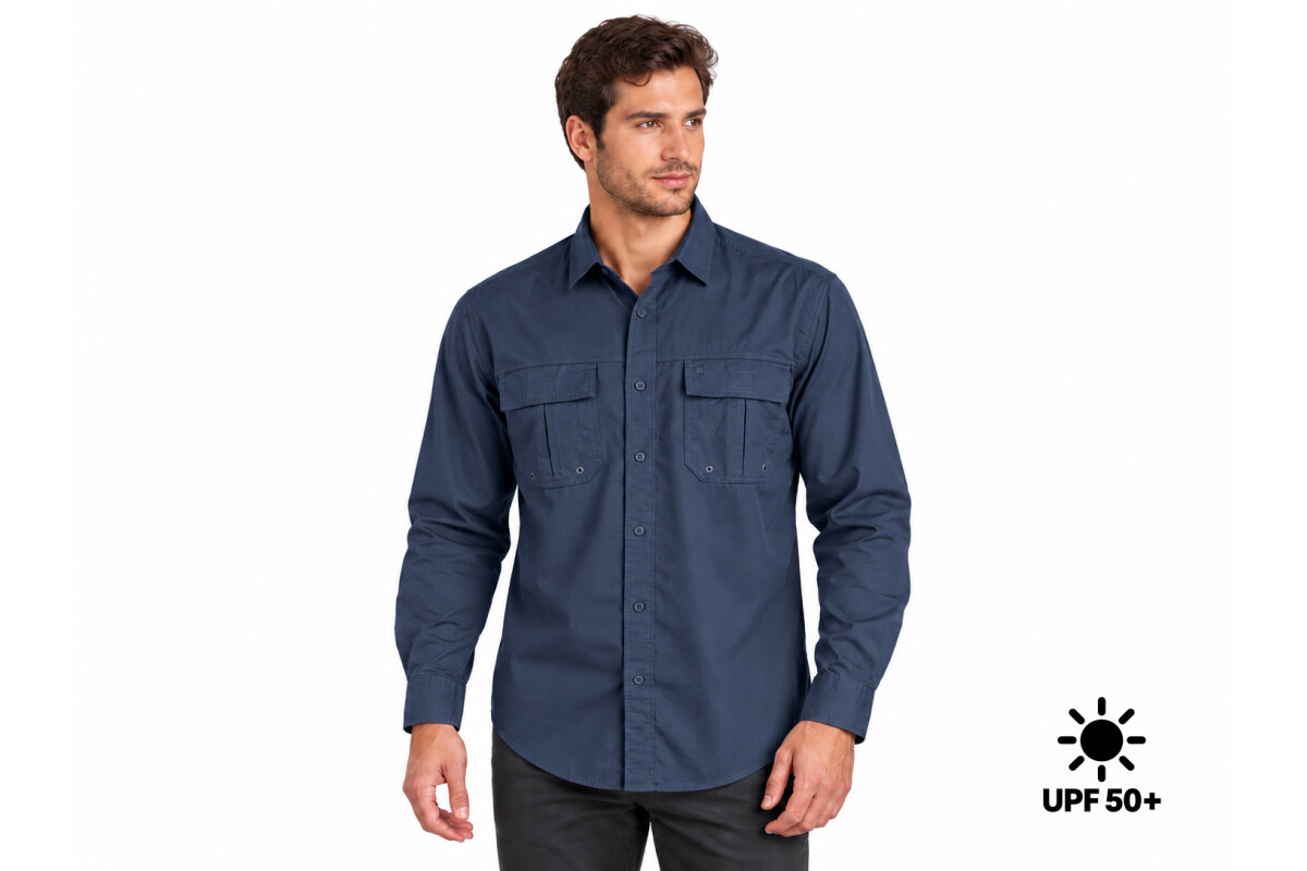 CAMISA HUNTER M LARGA UV+50 Azul