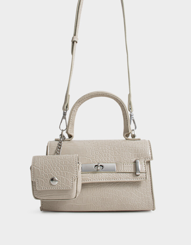 City Cartera City Efecto Croco - Blanco Crudo