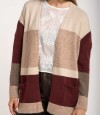 Cardigan Rayado Color Block Mocha