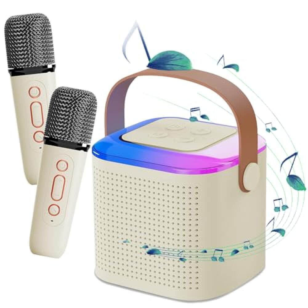 Mini Parlante Inalambrico Con 2 Microfonos Beige