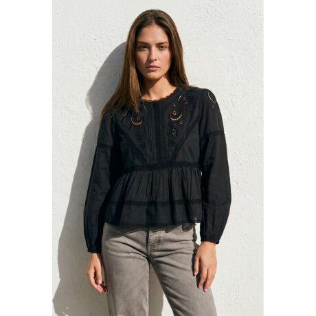 Blusa Broderie Algodón Negro