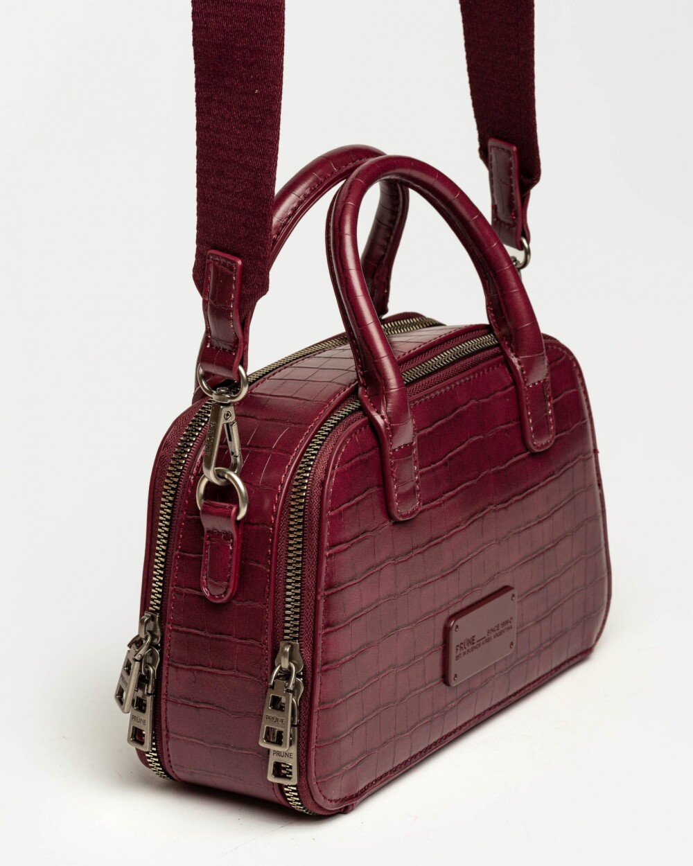 Cartera de mano New Penny en efecto cuero croco Bordeaux