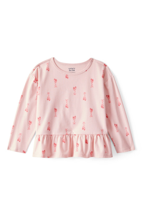 Blusa de algodón, con volado, diseño ballet Sin color