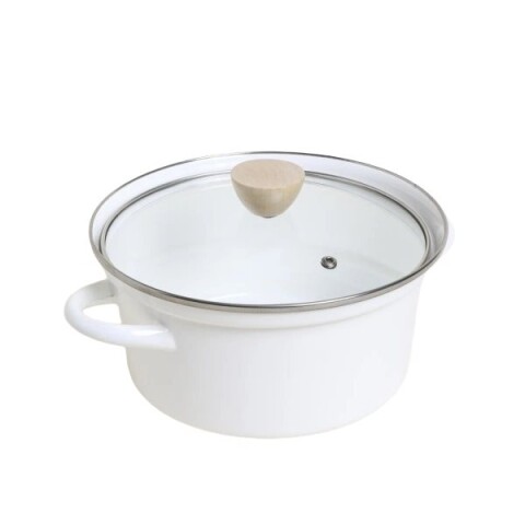 OLLA D22CM ENLOZADA TAPA VIDRIO BLANCO OLLA D22CM ENLOZADA TAPA VIDRIO BLANCO