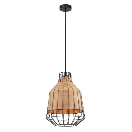 Colgante rattan color natural y reja negra 40cm Colgante rattan color natural y reja negra 40cm