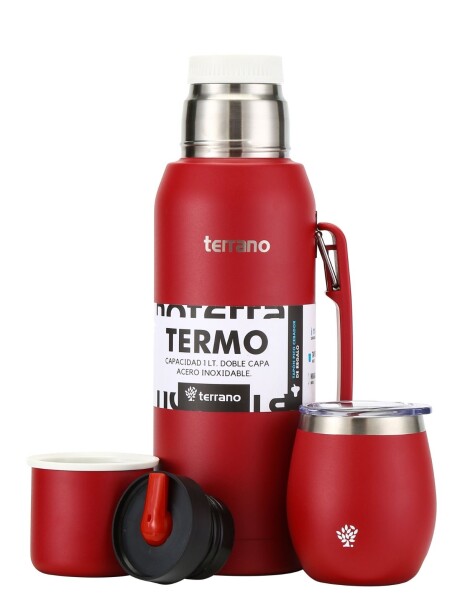Set Acero 1Lt. Mate con Tapa Rojo
