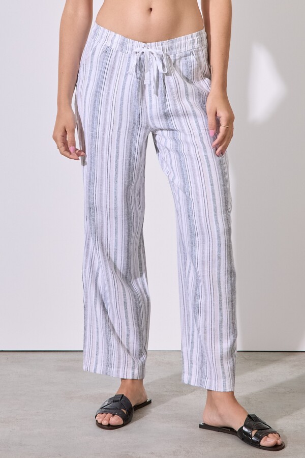 Pantalon Lino BLANCO/MULTI