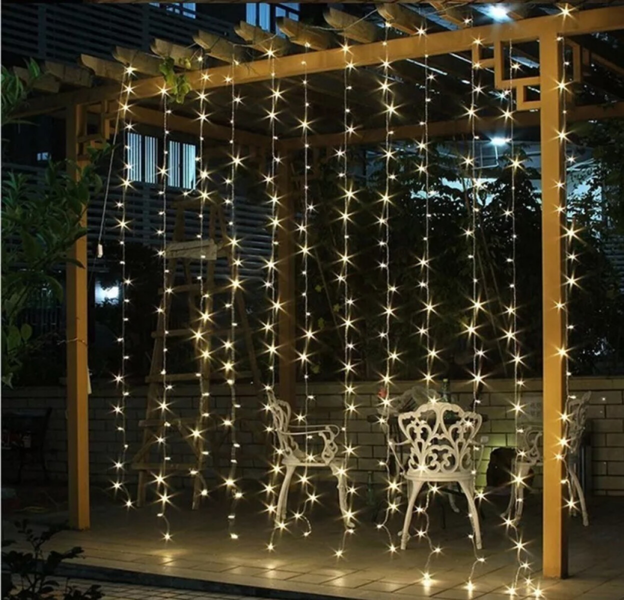 Cortina Led 300 Luces 12 Tira 3x3 Metros 220v Navidad Bodas - Amarillo 