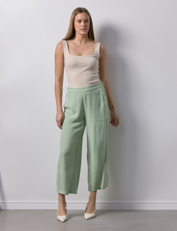 Pantalon Lino Pull On VERDE
