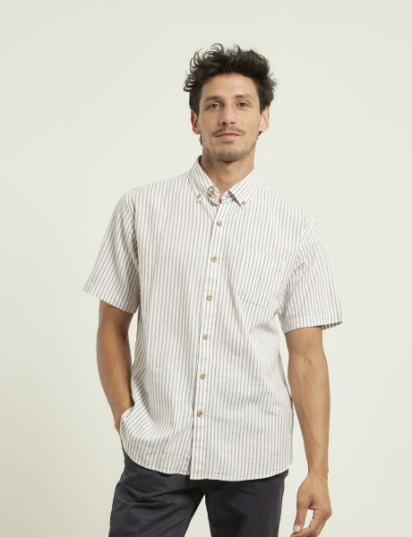 012507 CAMISA HARRINGTON LABEL Kaki / Blanco