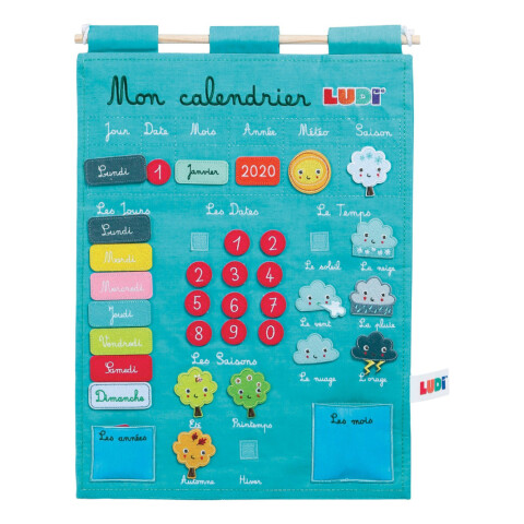 Calendario Educativo Infantil De Pared Tela Didactico Ludi Variante Color Azul