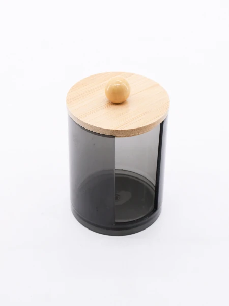 ORGANIZADOR DE ALGODÓN CON TAPA BAMBU GRIS