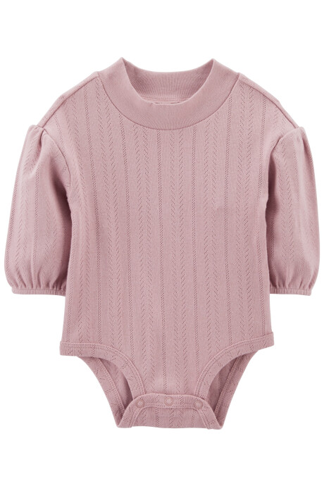 Body de algodón calado, manga larga, rosado Body de algodón calado, manga larga, rosado