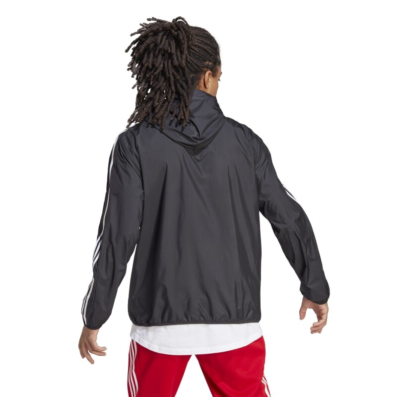 Campera Adidas Rompevientos Essentials 3 Rayas Negro