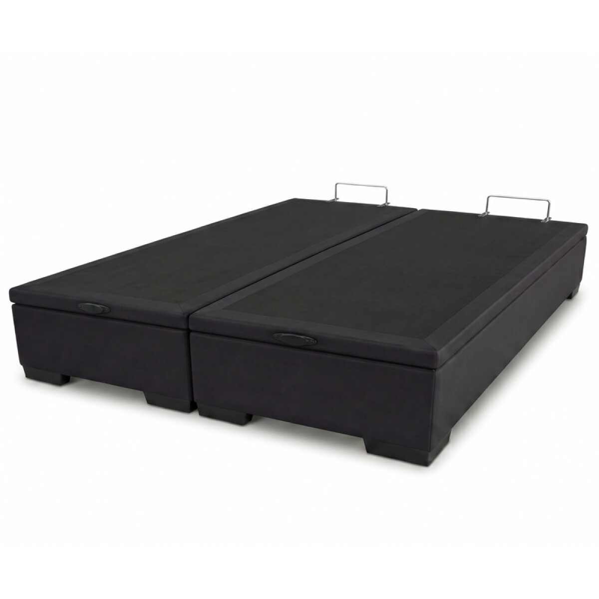 Base Box Baul para Sommier Colchon - Estructura Madera Maciza - Negro - 192 x 203 x 35 cm Doble 