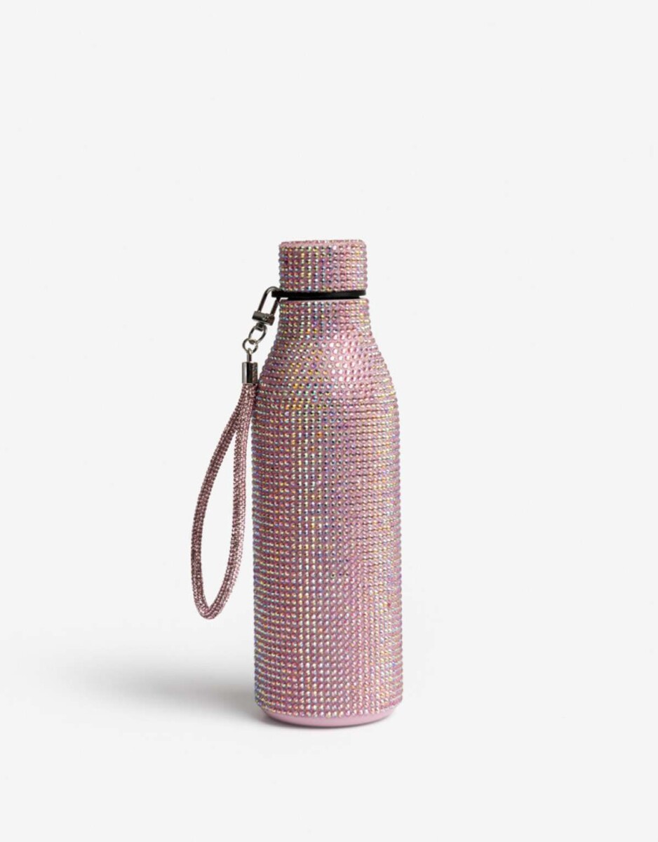 Botella Metálica Con Strass - Rosa Claro 