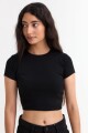 Remera m/c acanalada cuello a la base NEGRO