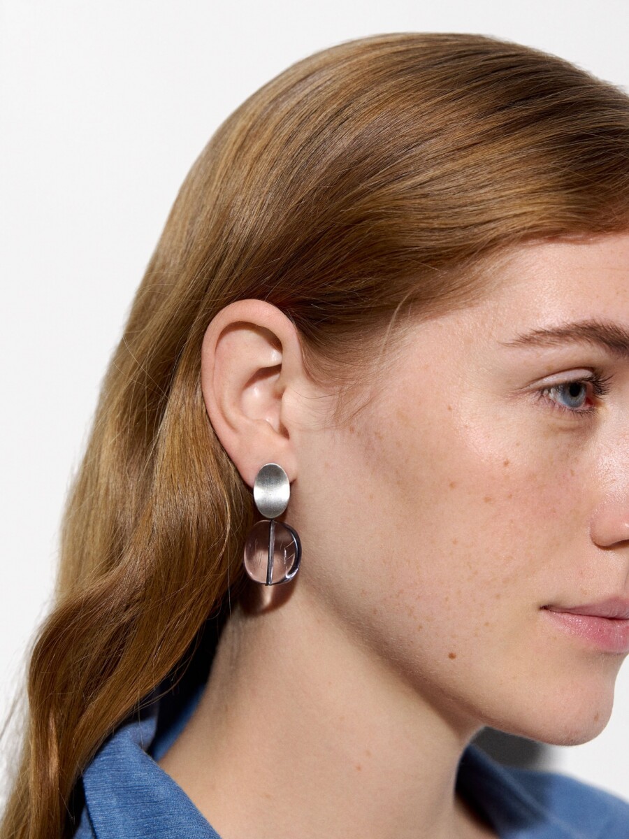 Pendientes Redondos De Resina gris