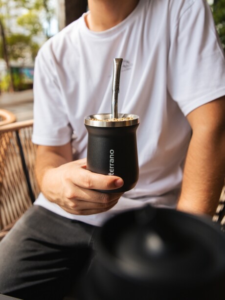 Mate Acero Inox. Camionero Negro Opaco