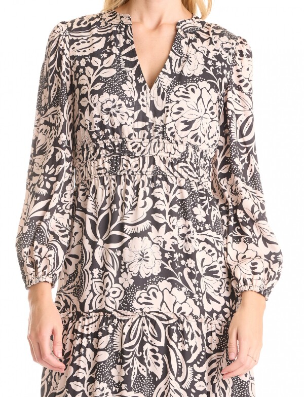 Vestido Maxi Floral NEGRO/BEIGE