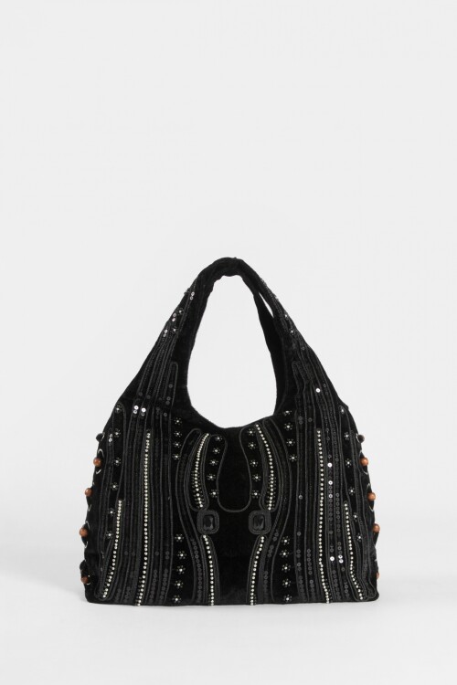 Cartera de fiesta mostacillas negro