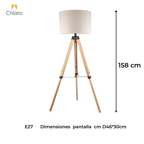 Luminaria de pie pantalla natural y madera estilo tripode -E27 158cm Luminaria de pie pantalla natural y madera estilo tripode -E27 158cm
