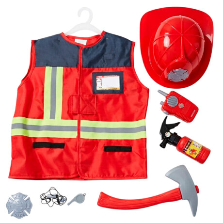 Set Disfraz Completo Bombero Policía Constructor Bombero