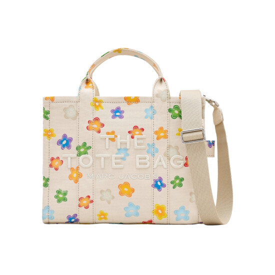 MARC JACOBS - THE WILD DAISY CANVAS MEDIUM TOTE BAG Blanco
