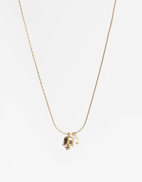 Cadena Corta con Dije Strass Collar Con Dije Tulipán - Dorado